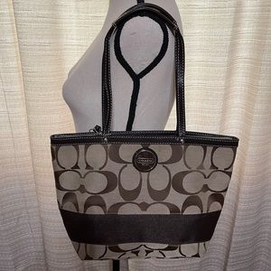Coach Signature Monogram Brown Tote Bag
